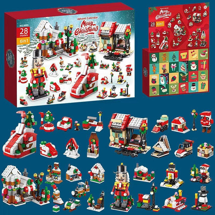 "Färgglada julkalender byggklossar för barn, pedagogiska leksaker med olika former för kreativ lek och lärande."
