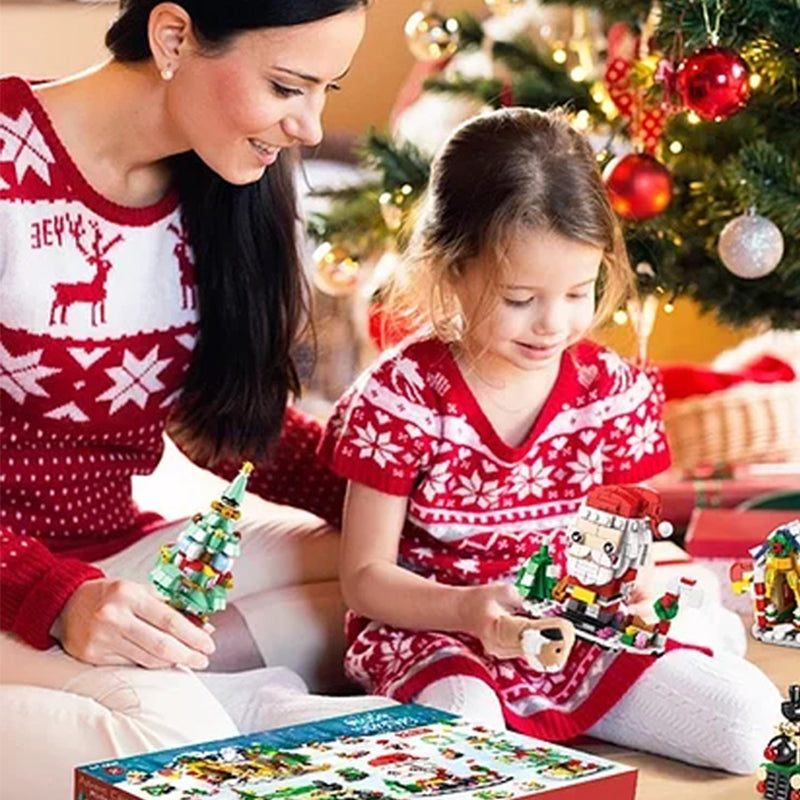 "Färgglada julkalender byggklossar för barn, pedagogiska leksaker med olika former för kreativ lek och lärande."