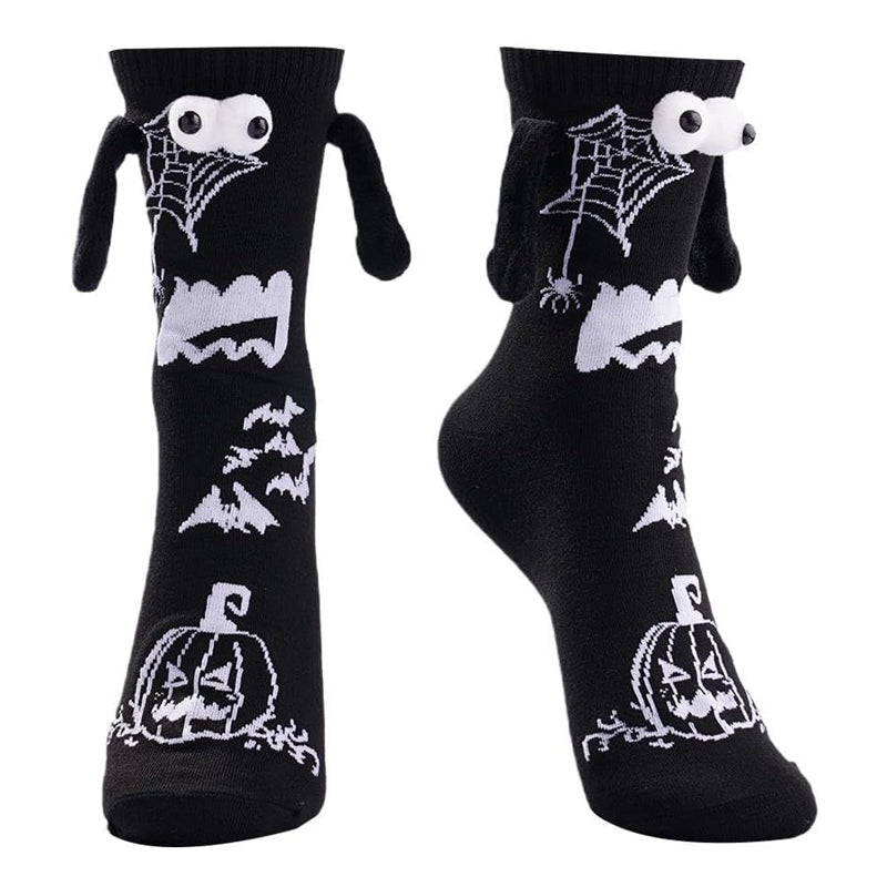 "Färgglada julstrumpor med magneter, unisex, i bomullsblandning med mönster och filtögon, perfekt julaccessoar."