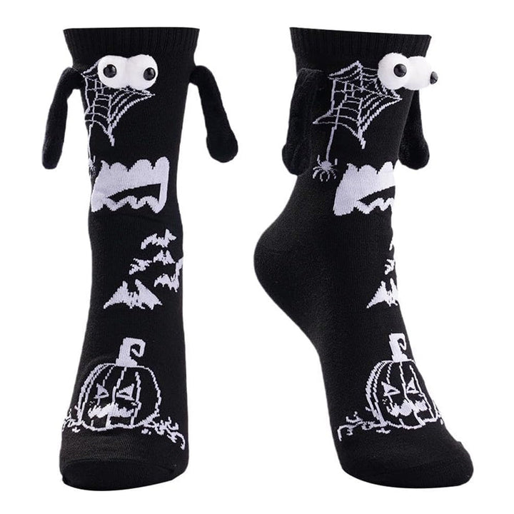 "Färgglada julstrumpor med magneter, unisex, i bomullsblandning med mönster och filtögon, perfekt julaccessoar."