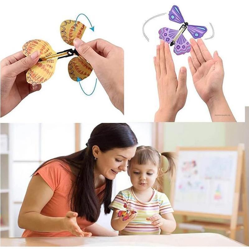 "Färgglada magiska flygande fjärilar i levande mönster, perfekt leksak för att överraska barn med realistisk flygupplevelse."