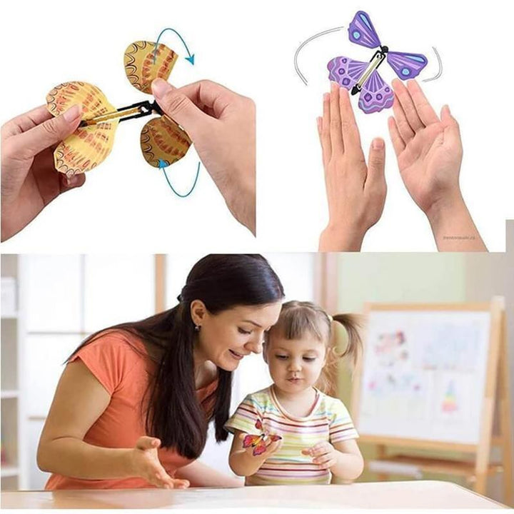 "Färgglada magiska flygande fjärilar i levande mönster, perfekt leksak för att överraska barn med realistisk flygupplevelse."