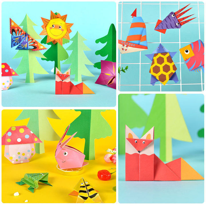 "Färgglada Montessori-inspirerade DIY-papperssatser för barn, främjar kreativitet och lärande genom lek."