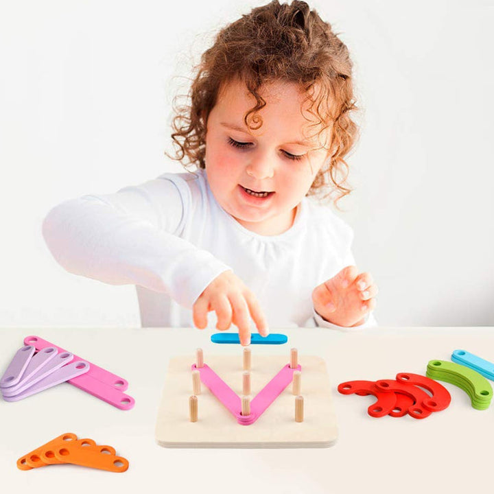 "Färgglada multifunktionella Montessoripelare collage leksaker för barn, byggklossar i trä för kreativt lärande."