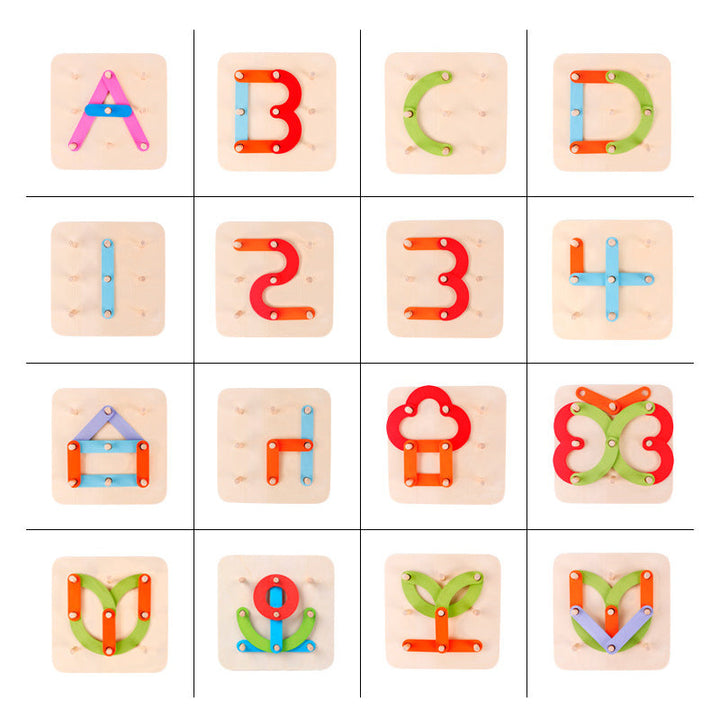 "Färgglada multifunktionella Montessoripelare collage leksaker för barn, byggklossar i trä för kreativt lärande."