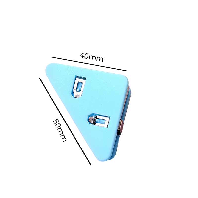 "Färgglada triangulära hörndataklämmor i plast för organisation; passar dokument och papper, set om 5."