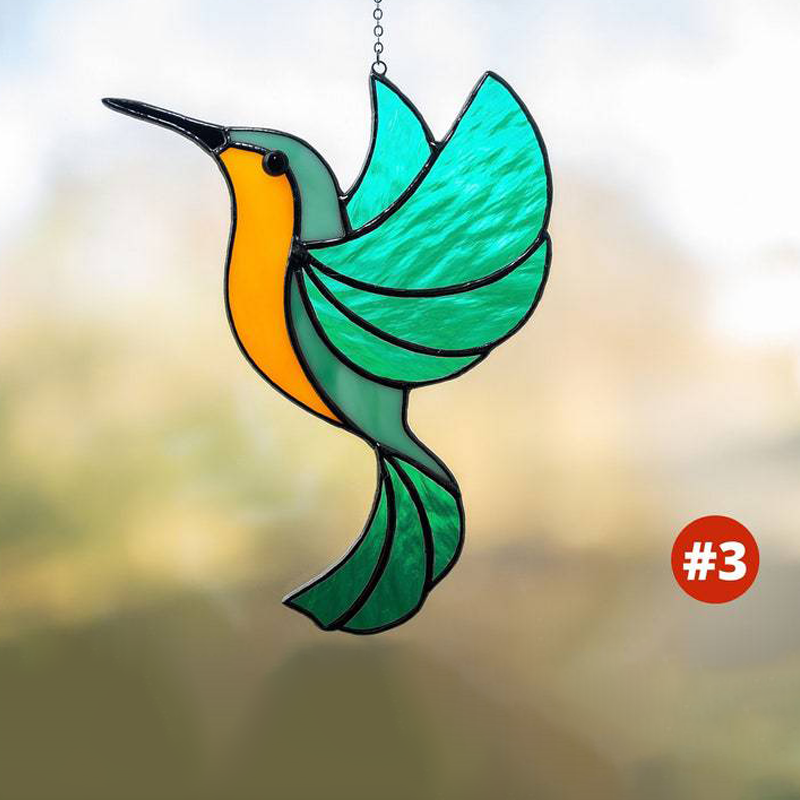 "Färgglatt kolibri fönsterhängsmycke i akryl, mångfärgat design, ger elegant touch till rummet. Perfekt för fågelälskare."