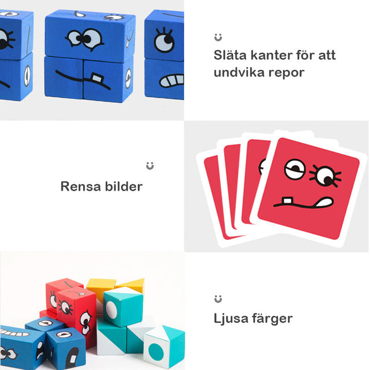 "Färgglatt träpussel för barn 3+, upplyst med levande färger och uttrycksfulla mönster, för lärande och lekfull utforskning."