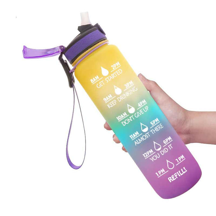"Färggradient vattenflaska i BPA-fri Tritan, perfekt för utomhusbruk, 1000 ml, elegant och hållbar med modern design."