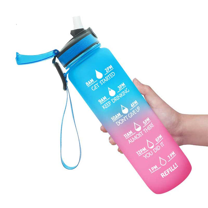 "Färggradient vattenflaska i BPA-fri Tritan, perfekt för utomhusbruk, 1000 ml, elegant och hållbar med modern design."