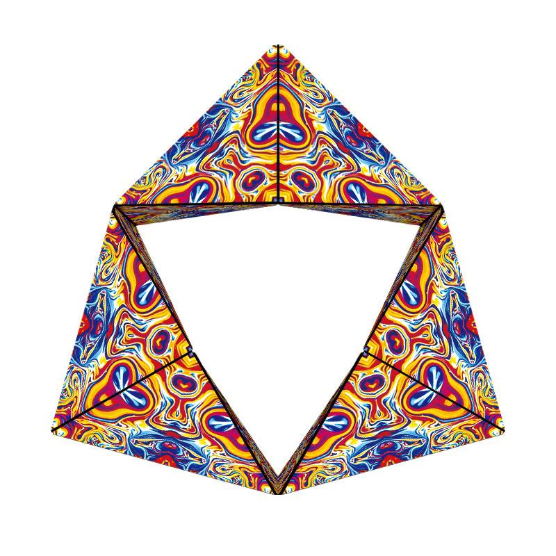 "Färggrann magnetisk kubleksak för barn, formad som en geometrisk mönstertransformation, perfekt för kreativ lek."