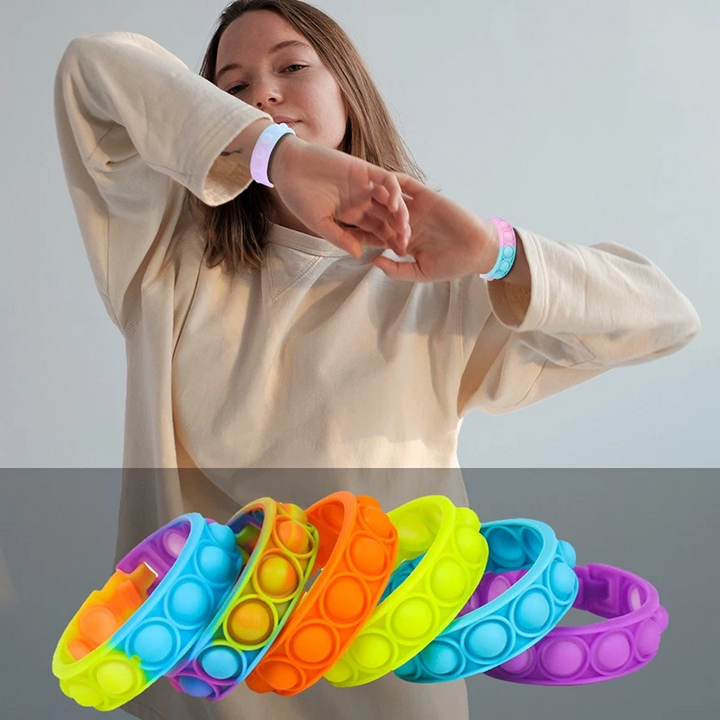 "Färggrannt unisex pop bubble armband, sensorisk leksak, med poppbara bubblor för stressavlastning och avkoppling."