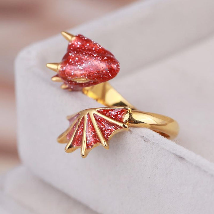 "Färgstark drakring för kvinnor med justerbar storlek, i blå, röd, grön och rosa stenar, för elegant charm."