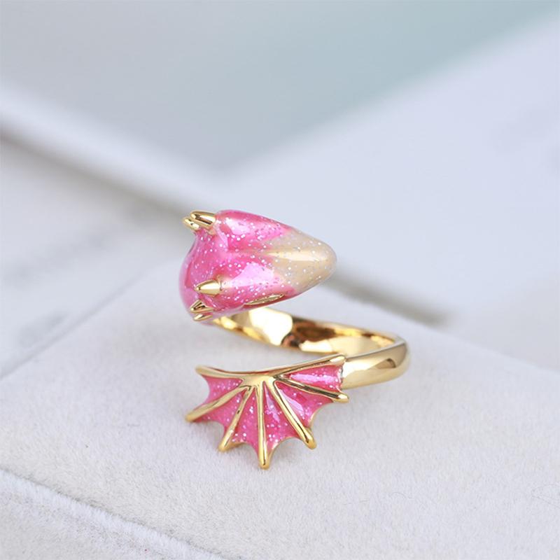 "Färgstark drakring för kvinnor med justerbar storlek, i blå, röd, grön och rosa stenar, för elegant charm."