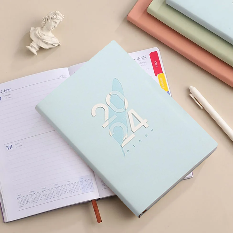 "Färgstark veckoorganisatör anteckningsblock för kontor och skola, fem färgalternativ, inspirerande design."