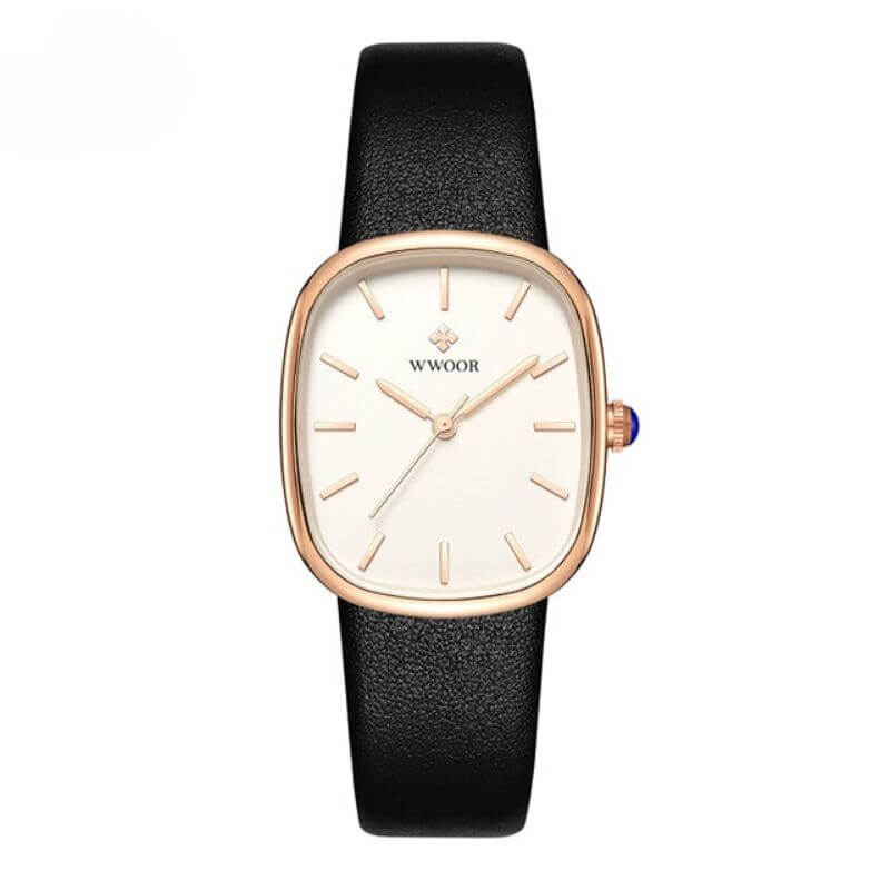 Elegant Kvartsur med Läderrem