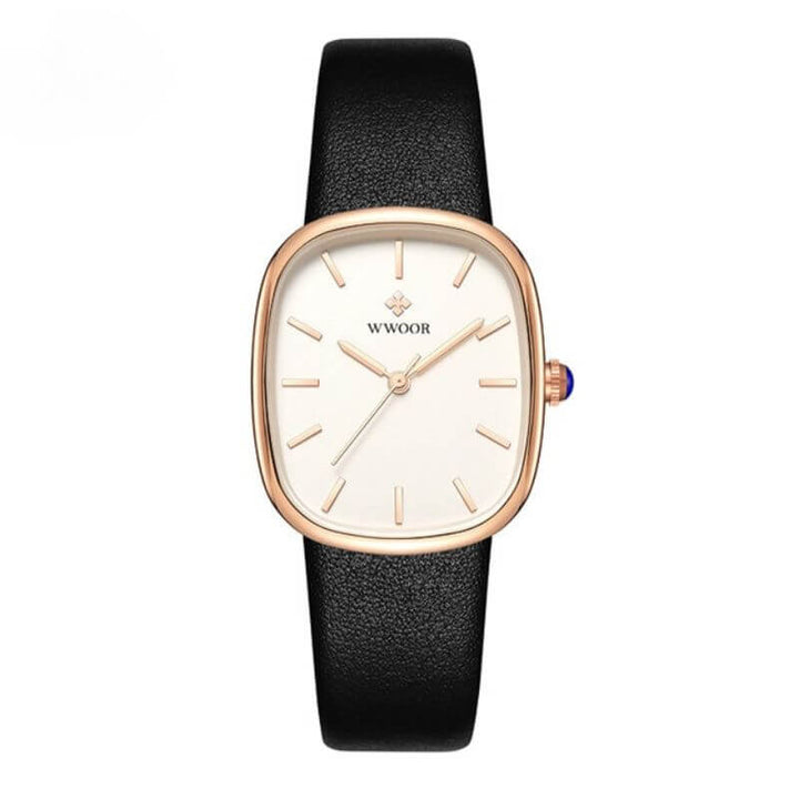 Elegant Kvartsur med Läderrem