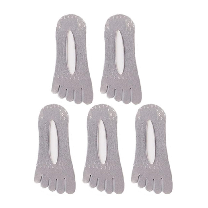 "Fem tå strumpor för kvinnor, svart och rosa, flexibel design, tåseparerande, lämplig för vardag och aktivitet."