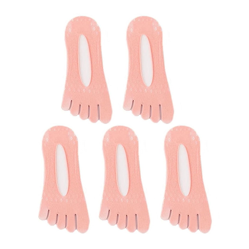 "Fem tå strumpor för kvinnor, svart och rosa, flexibel design, tåseparerande, lämplig för vardag och aktivitet."