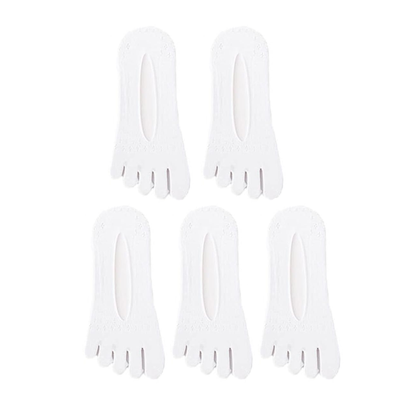 "Fem tå strumpor för kvinnor, svart och rosa, flexibel design, tåseparerande, lämplig för vardag och aktivitet."