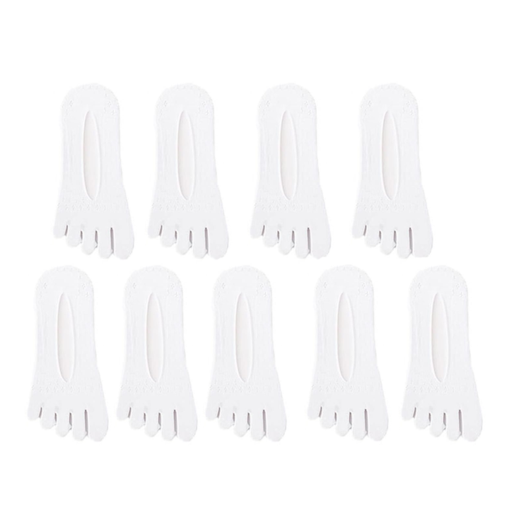 "Fem tå strumpor för kvinnor, svart och rosa, flexibel design, tåseparerande, lämplig för vardag och aktivitet."