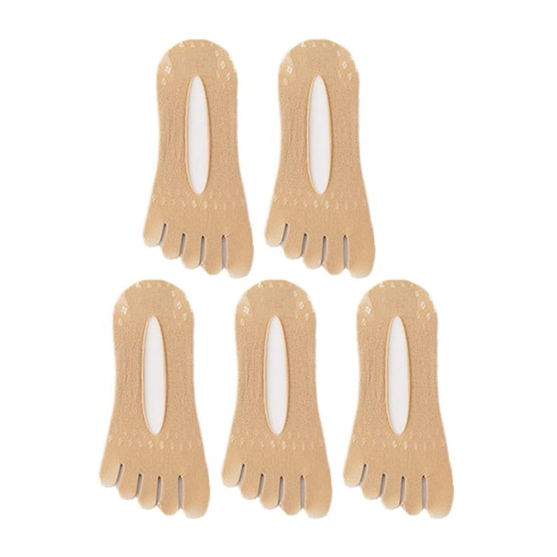 "Fem tå strumpor för kvinnor, svart och rosa, flexibel design, tåseparerande, lämplig för vardag och aktivitet."