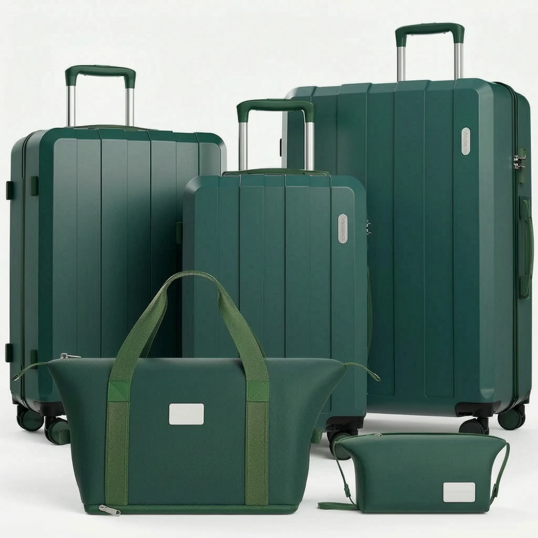 Komplett reseväska set i fem storlekar, med hållbart hårt skal och smarta funktioner för optimal packning.