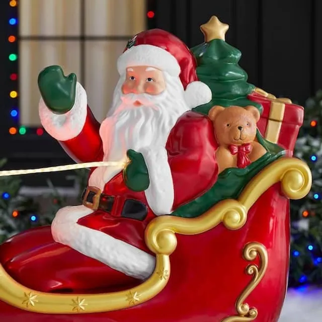 Lysande juldekoration av Jultomten & renar. Skapa julstämning med denna festliga LED-belysta resinfigur.