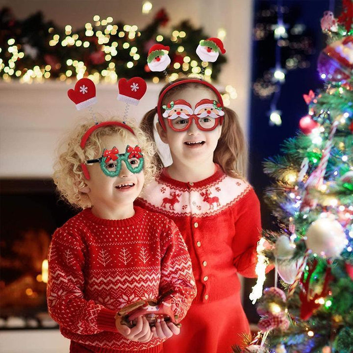 "Festliga julglasögon med glitter för vuxna och barn, glittrande dekoration i olika modeller, perfekt för julfester."