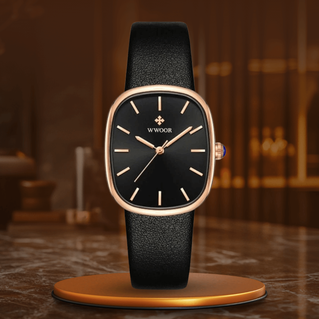 Elegant Kvartsur med Läderrem