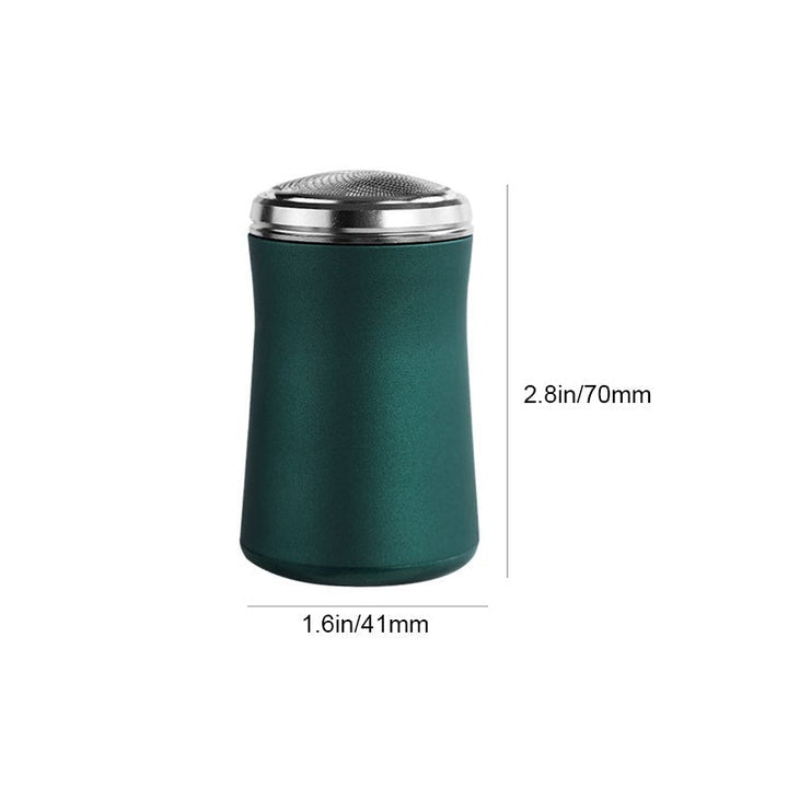 "Fickstorlek tvättbar elektrisk rakhyvel, grön eller svart, kompakt design, perfekt för resor, vattentät och snabbladdning."