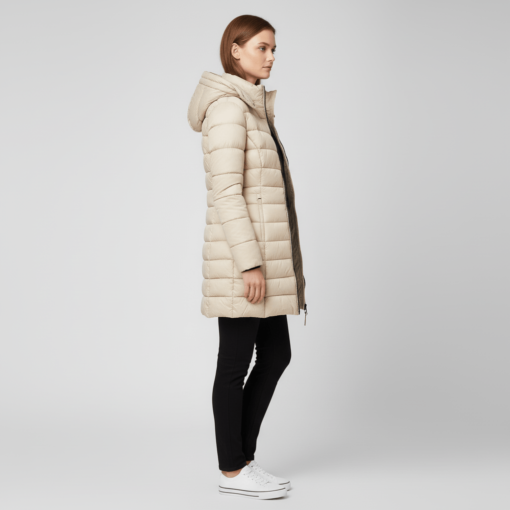 Elegant figursydd damjacka Sofia. Varm vinterparkas med stilren design & bekväm passform.