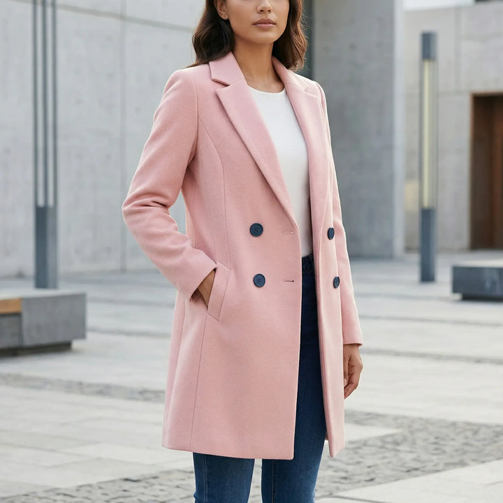 Figursydd lång damkappa Kiara. Elegant, stilren ytterplagg, perfekt för höst & vår.