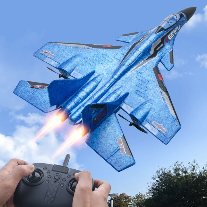 Fjärrstyrd färgglad leksaksflygplan för barn, robust, lätt, med USB-laddare, perfekt för äventyr och flygning.