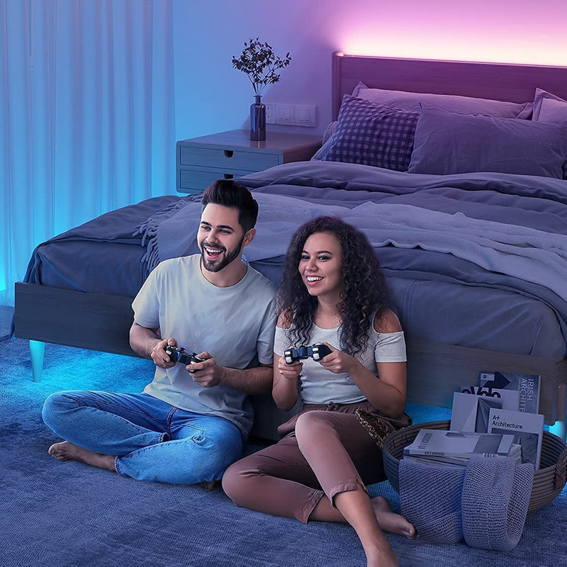 "Fjärrstyrd LED-ljusremsa för hem och trädgård, mångsidig belysning, enkel installation, stämningsfull inomhus och utomhus."