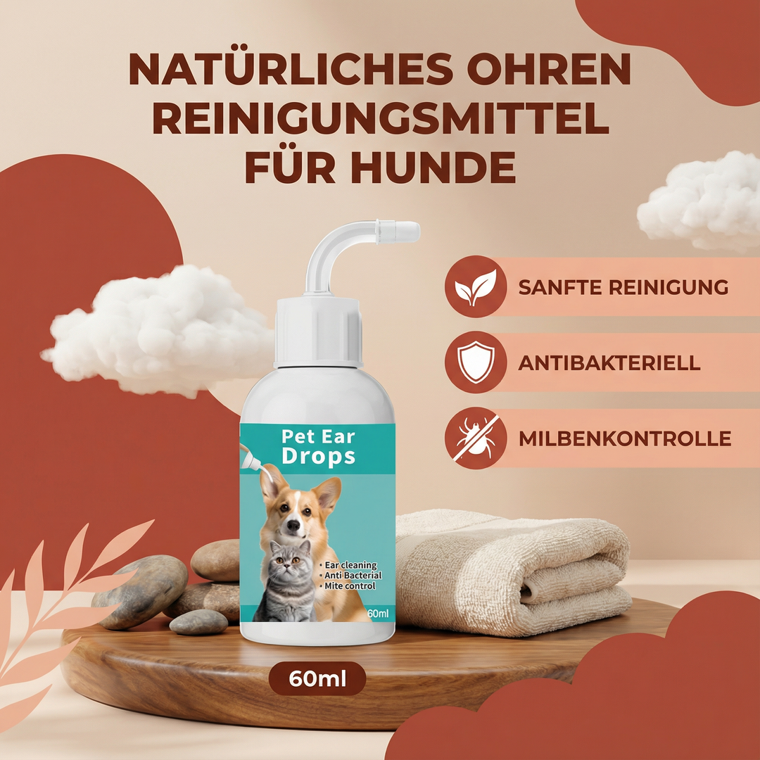 Naturlig öronrengöring för hundar. Skonsam formula för daglig hundvård och förebyggande av öronproblem.