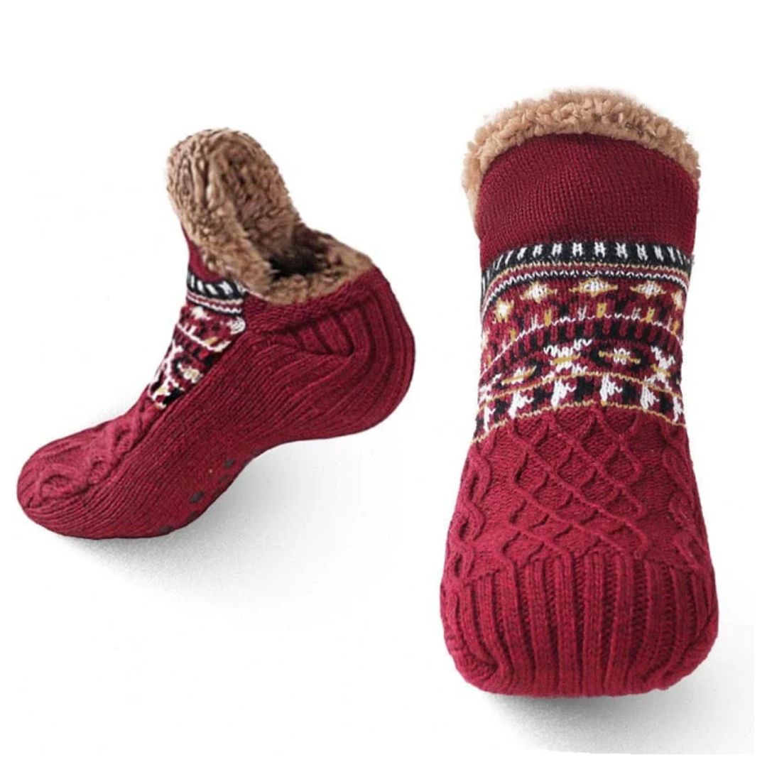 Unisex vinterstrumpor, fleecestrumpor. Mysiga och varma med halkskydd, perfekta som hemmastrumpor.