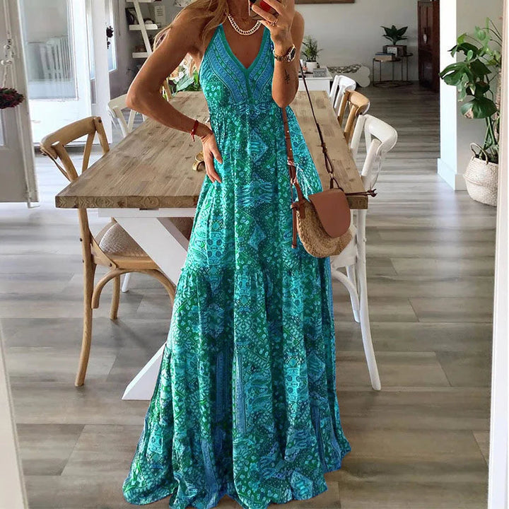 Elegant bohemisk maxi klänning för dam, mångsidig för både fritid och formella tillfällen.