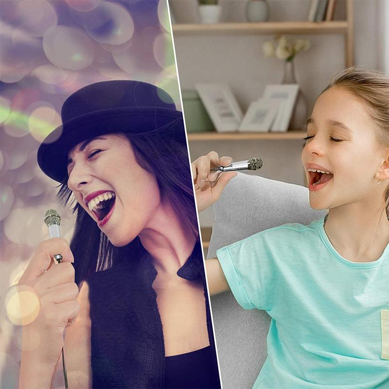 "Flerfärgad mini mikrofon med högkvalitativt ljud, kompakt design, plug & play, finns i guld, blå, röd, silver, svart."