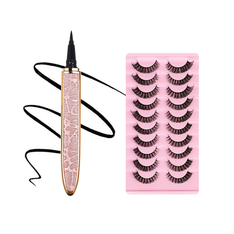 "Flerfärgad självhäftande eyeliner för kvinnor, vattenfast och kladdfri applicering, i nyanser av roséguld och svart."