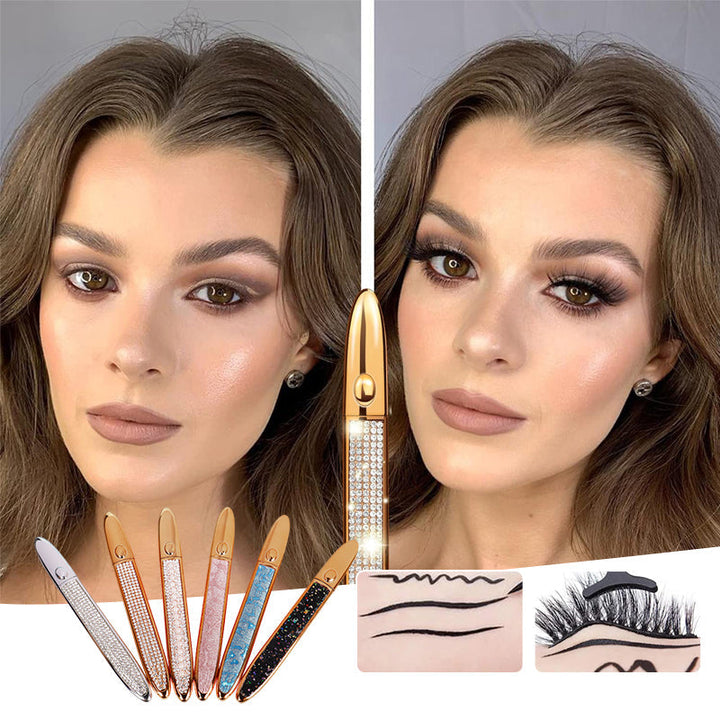 "Flerfärgad självhäftande eyeliner för kvinnor, vattenfast och kladdfri applicering, i nyanser av roséguld och svart."