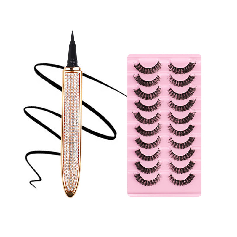 "Flerfärgad självhäftande eyeliner för kvinnor, vattenfast och kladdfri applicering, i nyanser av roséguld och svart."
