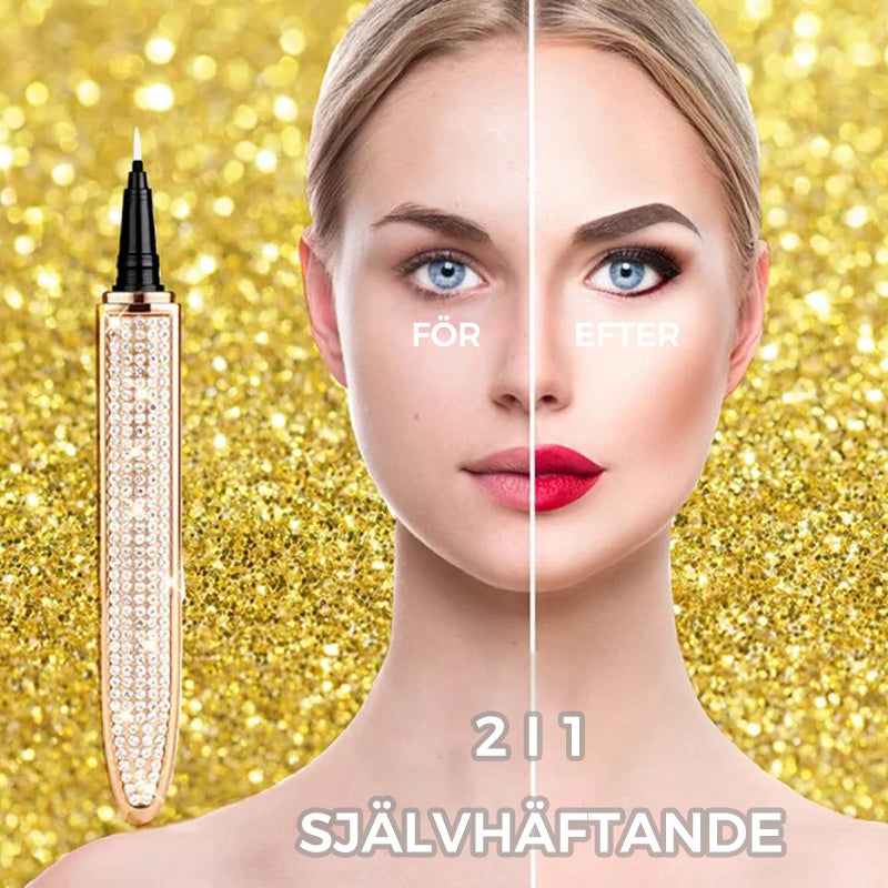 "Flerfärgad självhäftande eyeliner för kvinnor, vattenfast och kladdfri applicering, i nyanser av roséguld och svart."
