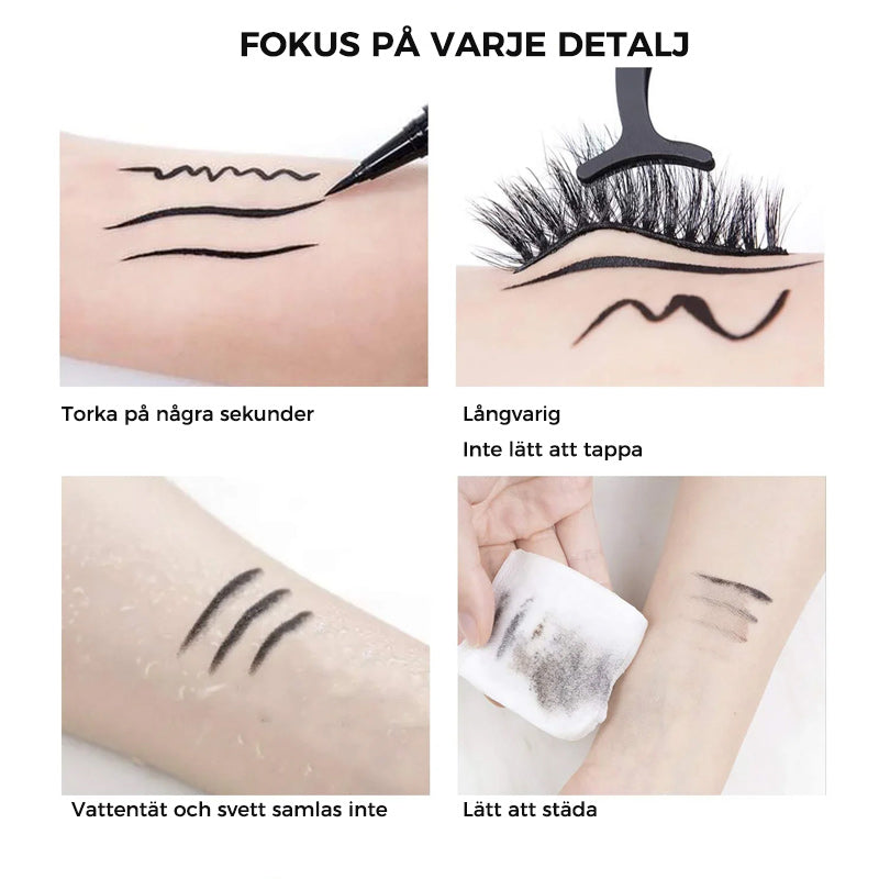"Flerfärgad självhäftande eyeliner för kvinnor, vattenfast och kladdfri applicering, i nyanser av roséguld och svart."
