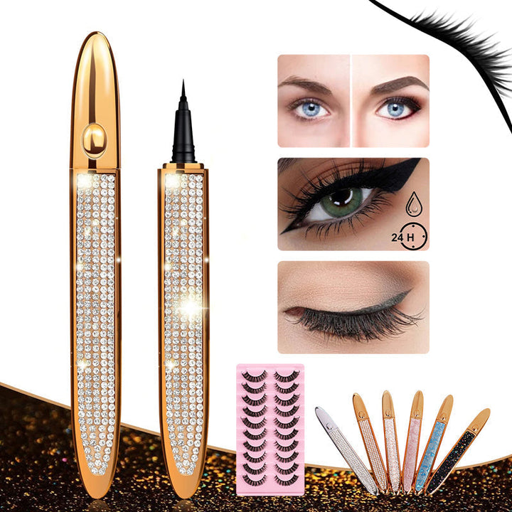 "Flerfärgad självhäftande eyeliner för kvinnor, vattenfast och kladdfri applicering, i nyanser av roséguld och svart."
