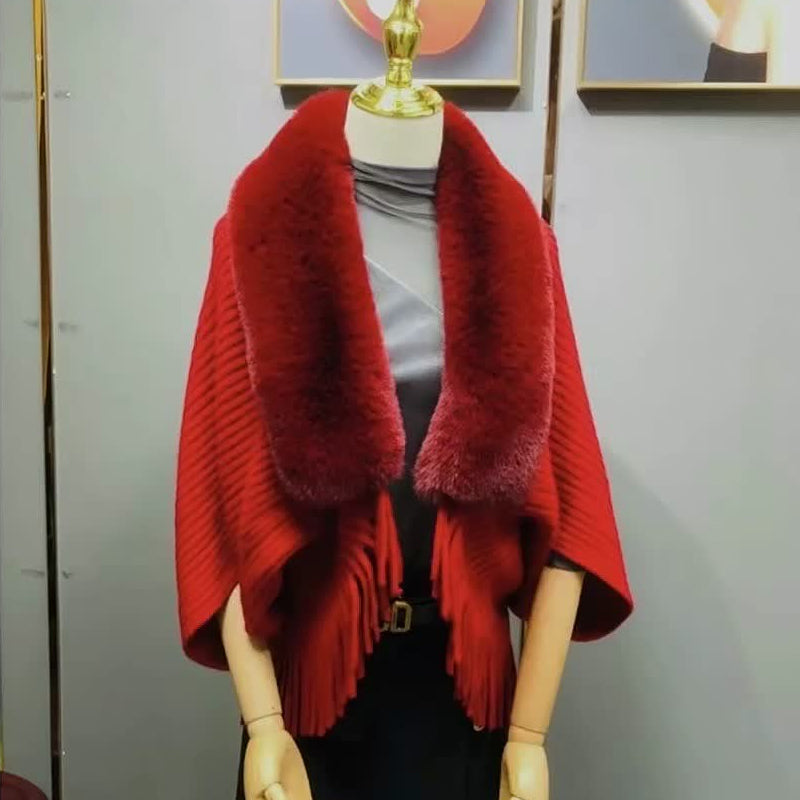 "Flerfärgad stickad tjock lös sjal för kvinnor, mjuk, med elegant klassisk design och perfekt för vår- och höstväder."
