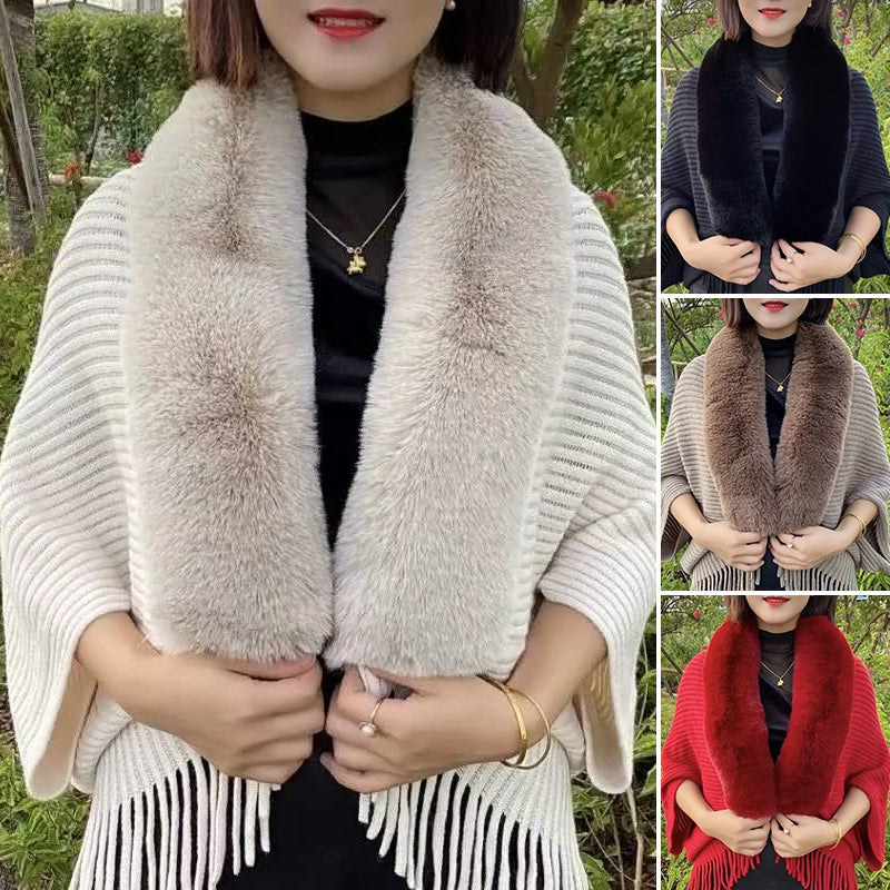 "Flerfärgad stickad tjock lös sjal för kvinnor, mjuk, med elegant klassisk design och perfekt för vår- och höstväder."