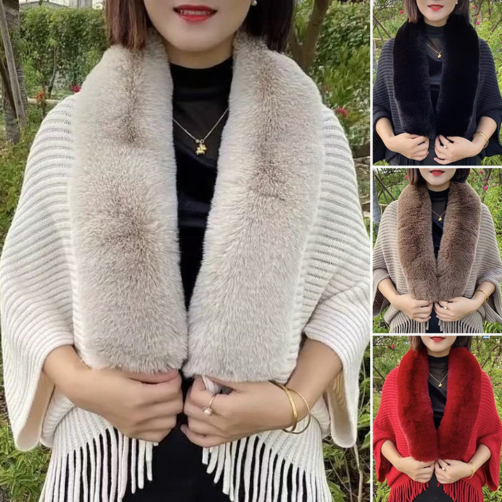 "Flerfärgad stickad tjock lös sjal för kvinnor, mjuk, med elegant klassisk design och perfekt för vår- och höstväder."