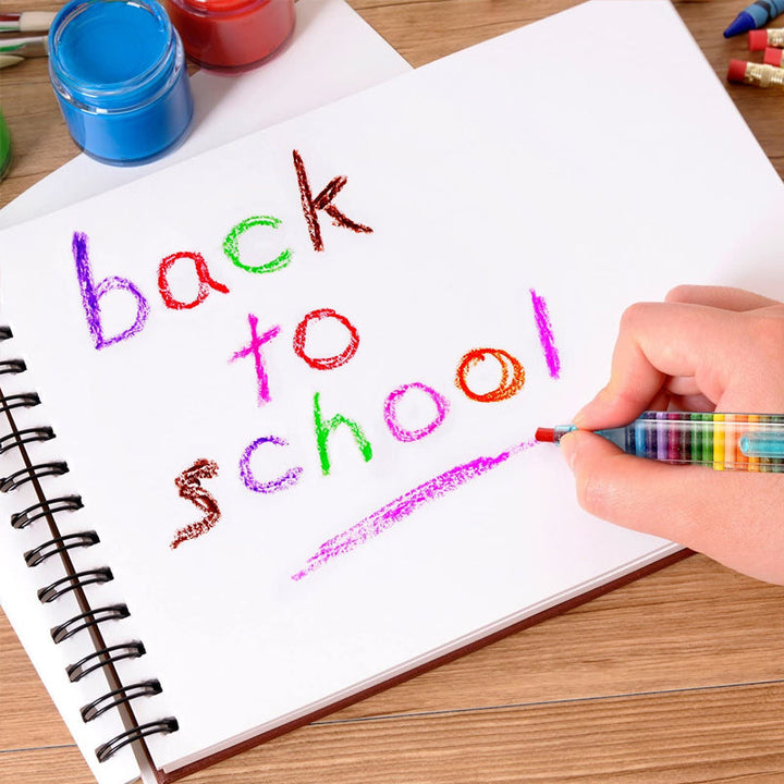 "Flerfärgade kritor 20-i-1, staplade för kreativt bruk, för barn. Perfekt för teckning, skrivning, och konst."