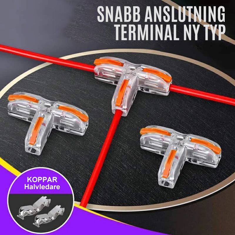 "Flerfärgade snabbkopplingsterminaler för enkel och säker kabelanslutning i plast och koppar, 10-pack."